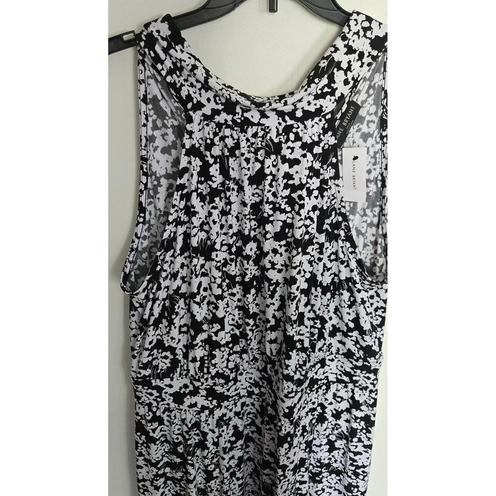 Lane Bryant Black‎ White Floral Maxi Dress Sleeveless Tie Back Size 18/20 NEW